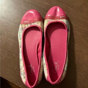 Coach Pink Plaid Signature Ballet Flats